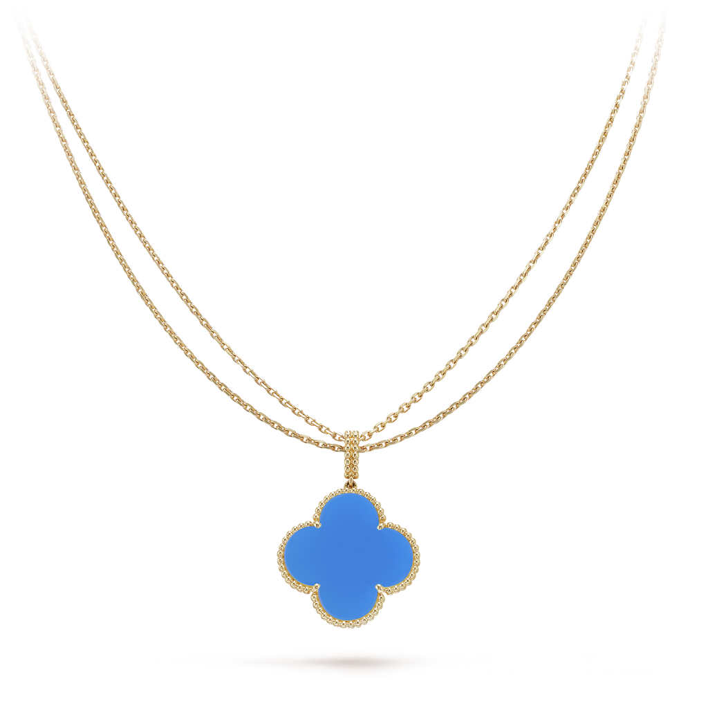 18K Van Cleef & Arpels Magic Alhambra Agate Clover Necklace
