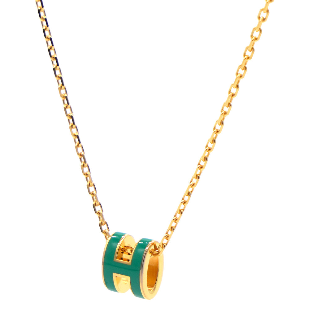 18K Mini Pop Hermès Green Necklace