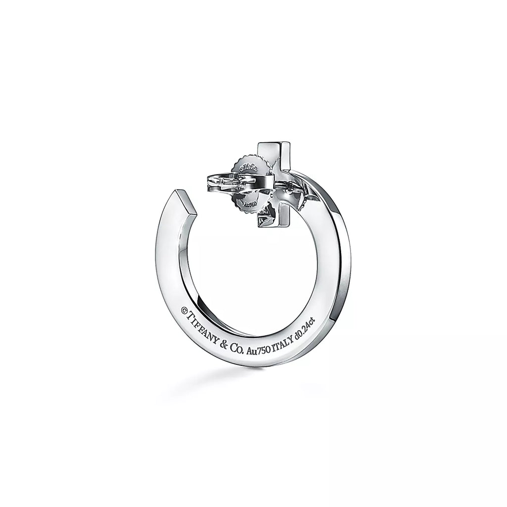 18K Tiffany & Co. T1 Open Hoop White Gold Earrings