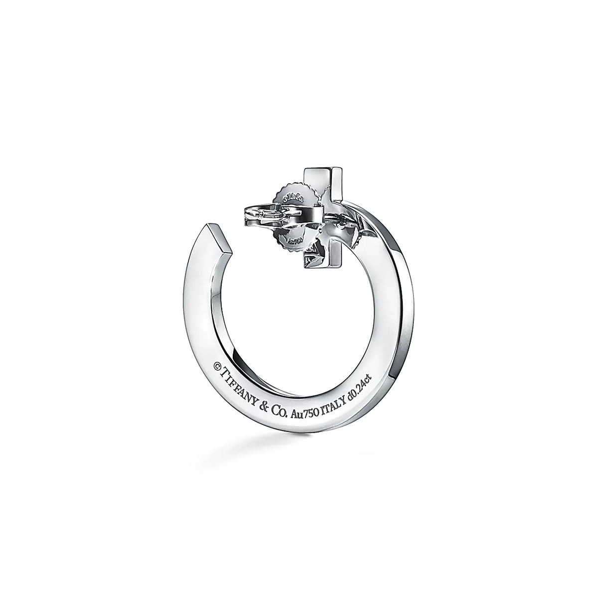 18K Tiffany & Co. T1 Open Hoop White Gold Earrings