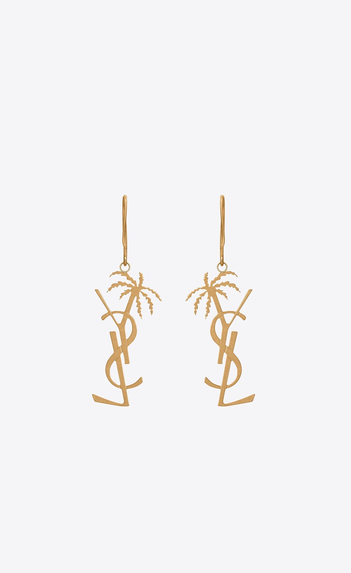 18K Saint Laurent YSL Monogram Palmier Statement Earrings