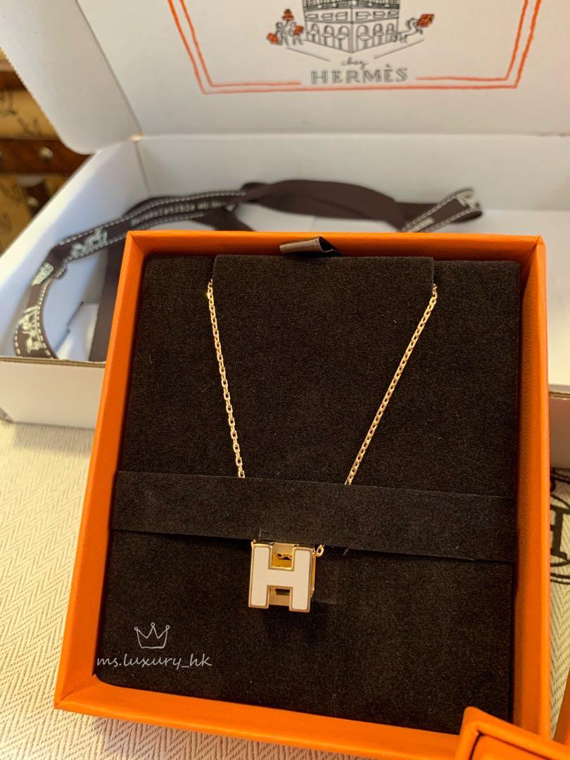 18K Cage D'H Hermès Grey Necklace