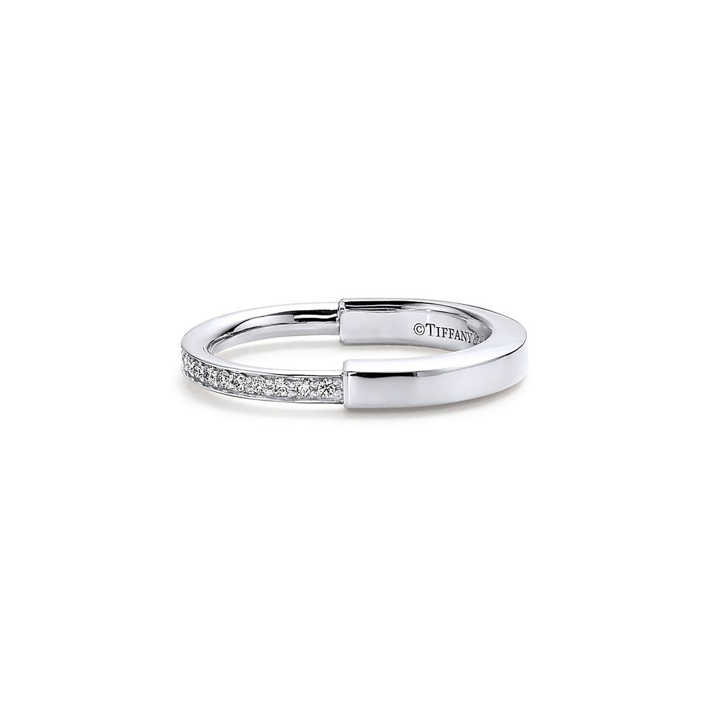 18K Tiffany & Co. Lock Diamonds White Gold Ring