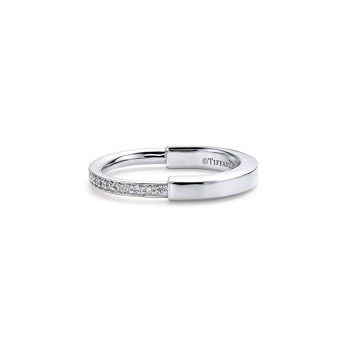 18K Tiffany & Co. Lock Diamonds White Gold Ring