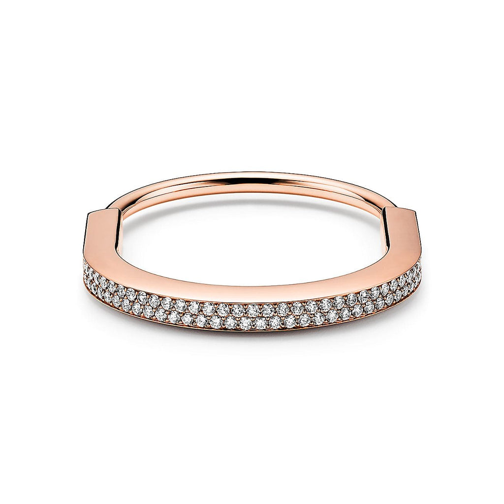18K Tiffany & Co. Lock Bangle Full Pave Diamonds Bracelet