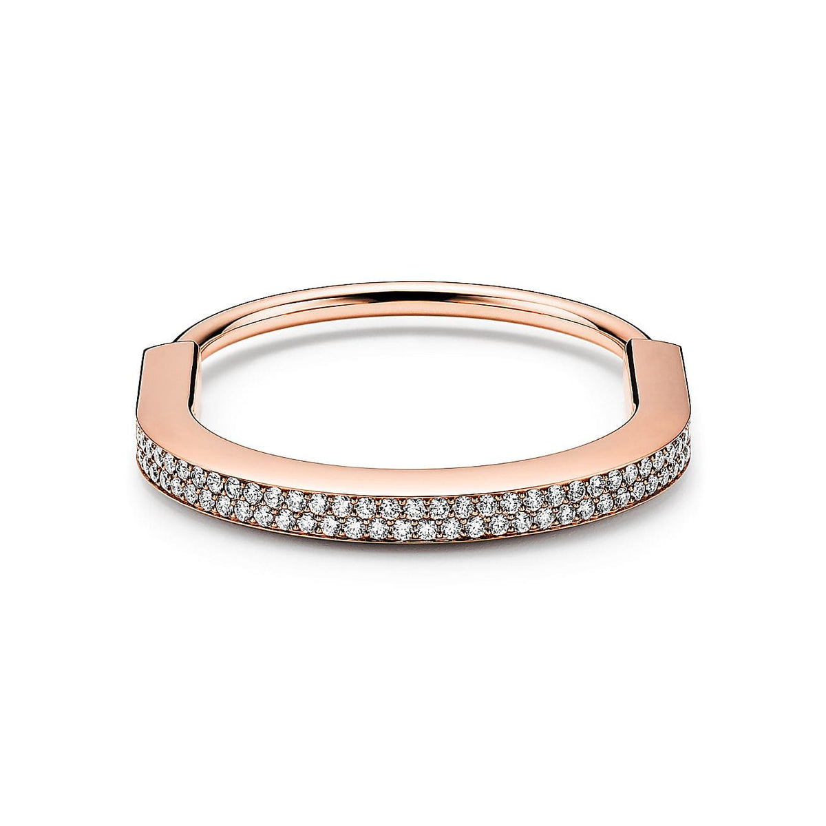 18K Tiffany & Co. Lock Bangle Full Pave Diamonds Bracelet
