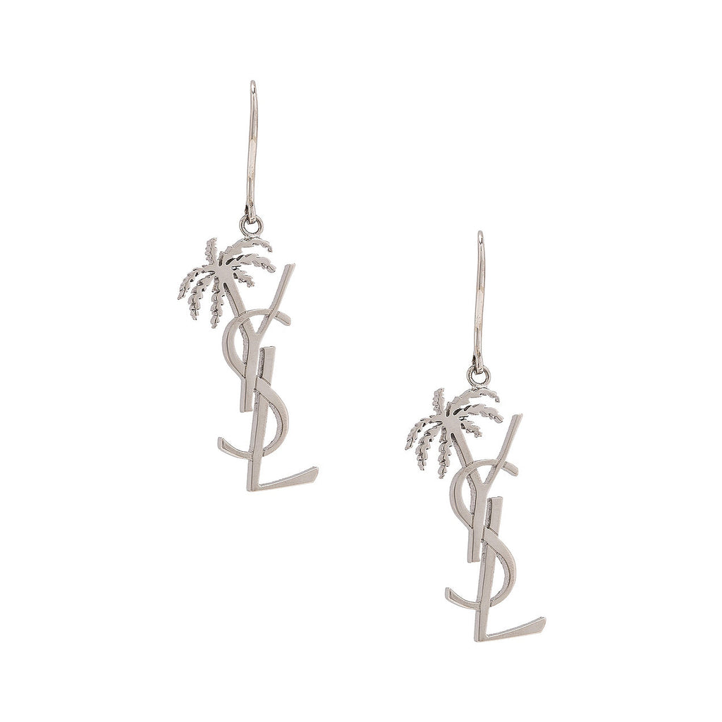 18K Saint Laurent YSL Monogram Palmier Statement Earrings