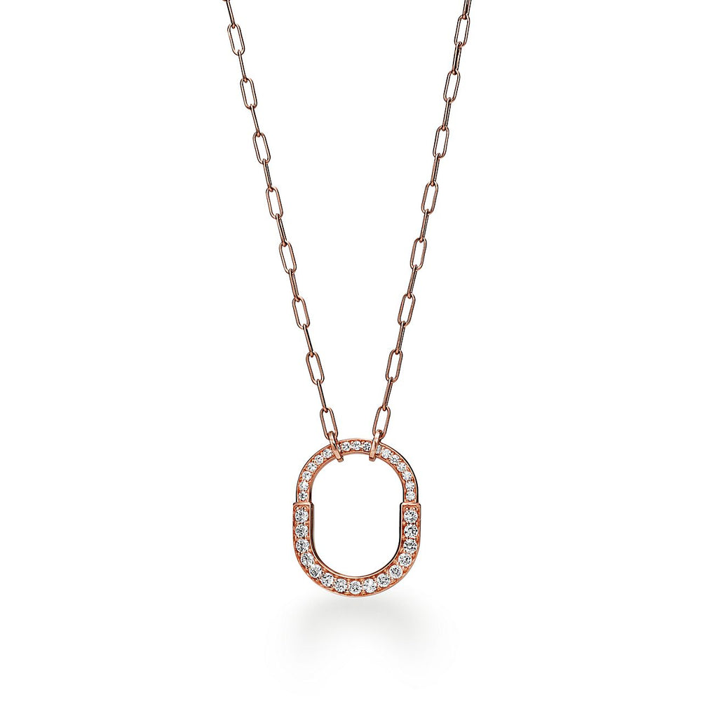 18K Tiffany & Co. Lock Pendant Pave Diamonds Necklace