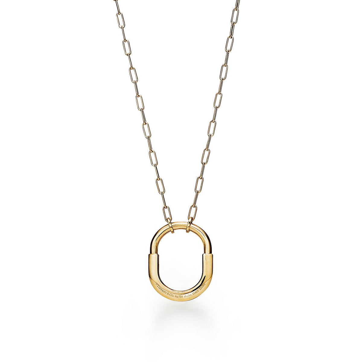 18K Tiffany & Co. Lock Pendant Pave Diamonds Necklace