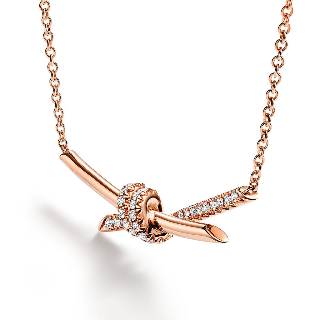 18K Tiffany & Co. Knot Pendant Diamond Necklace