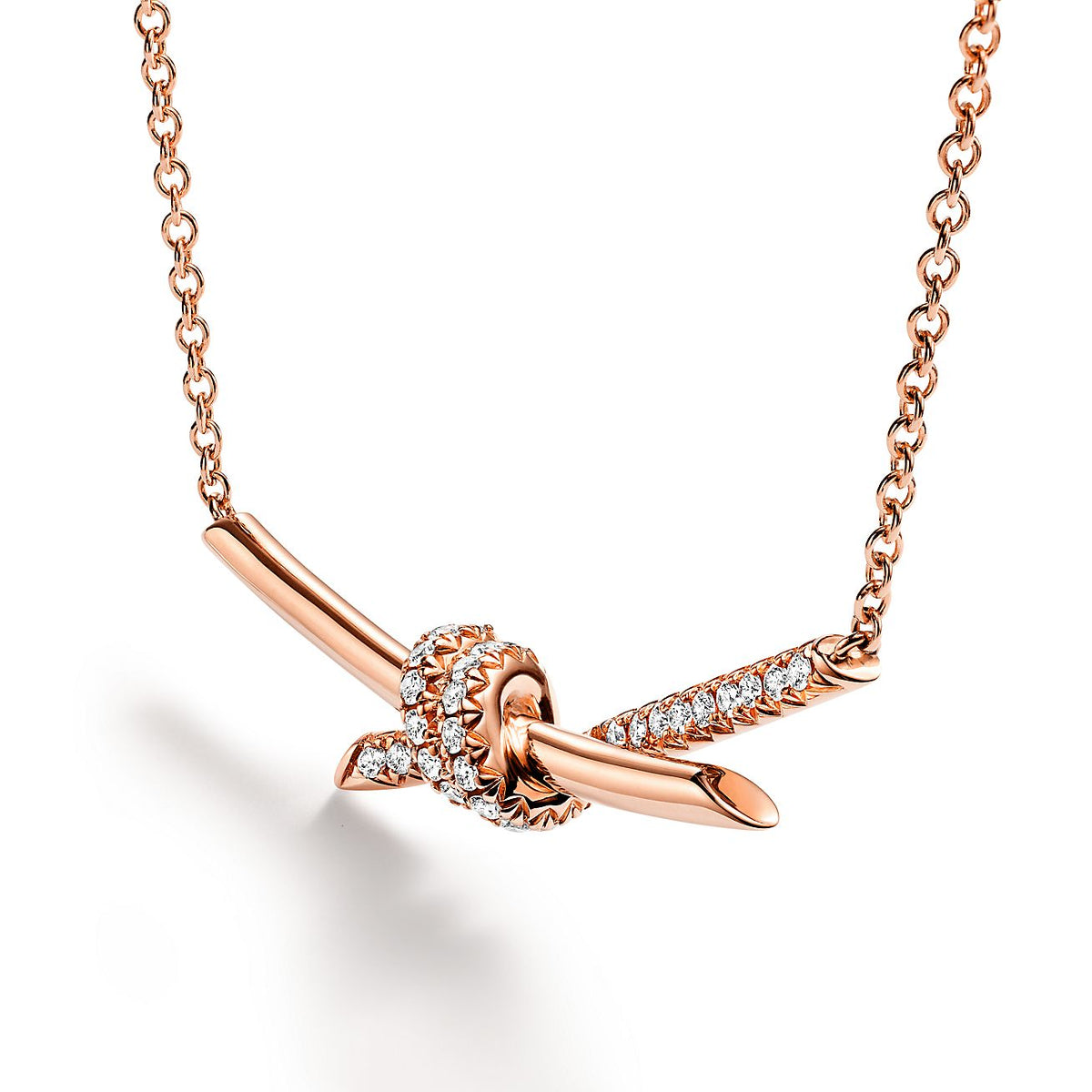 18K Tiffany & Co. Knot Pendant Diamond Necklace