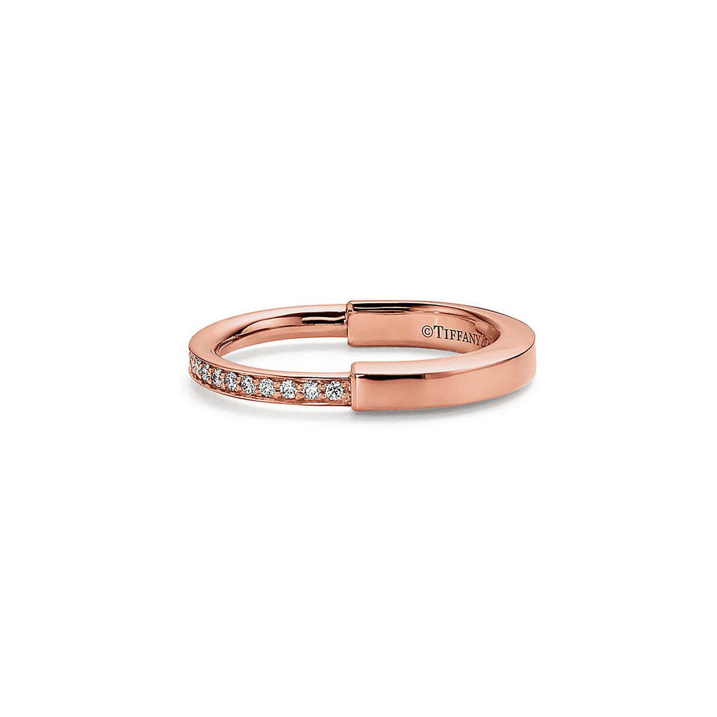 18K Tiffany & Co. Lock Diamonds Rose Gold Ring