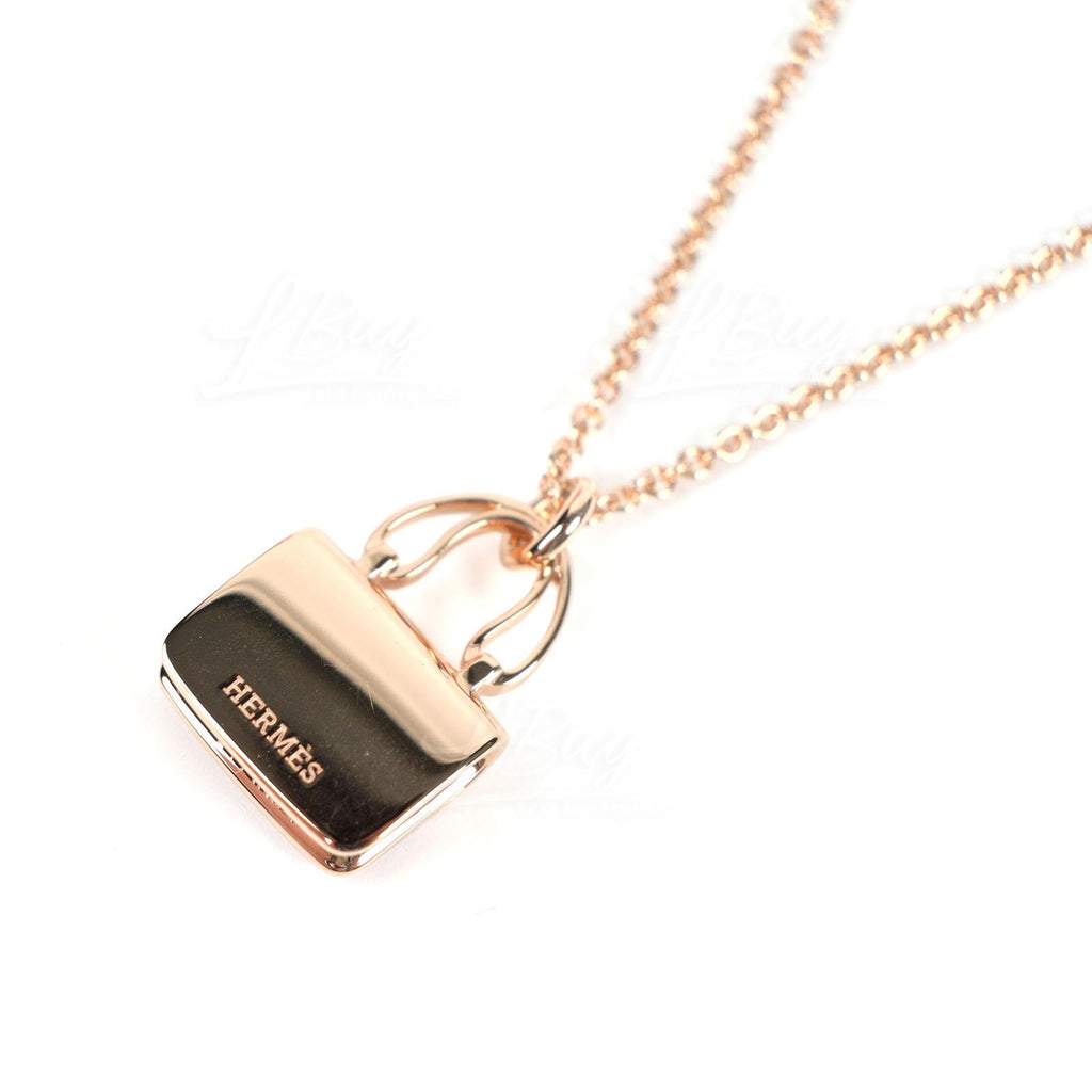 18K Hermès Amulettes Constance Pink Diamonds Pendant Necklace