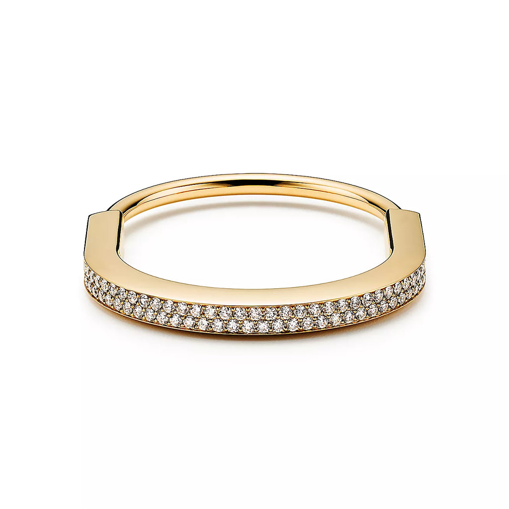18K Tiffany & Co. Lock Bangle Full Pave Diamonds Bracelet
