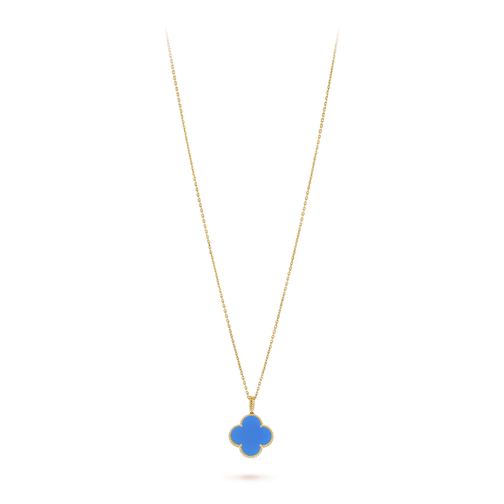 18K Van Cleef & Arpels Magic Alhambra Agate Clover Necklace