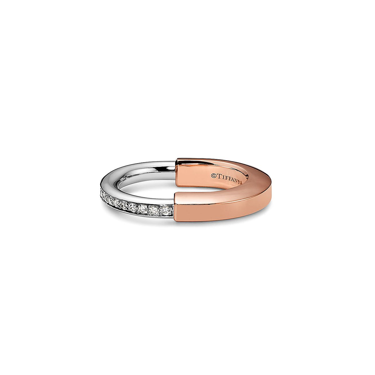 18K Tiffany & Co. Lock Diamond Rose Gold Ring