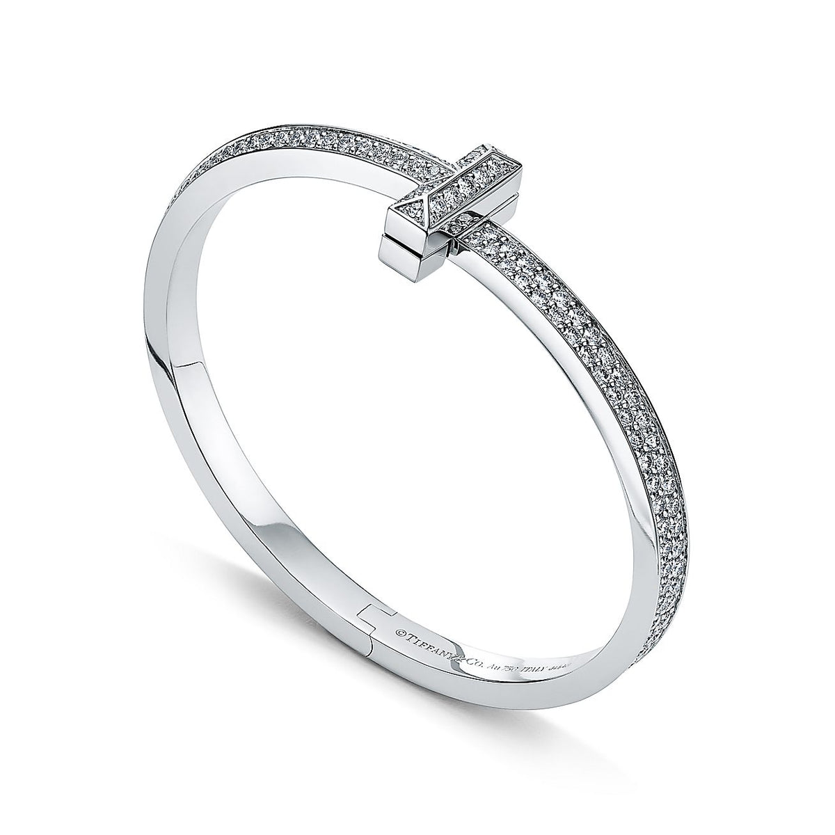 18K Tiffany & Co. T1 Wide Diamond Hinged Bangle Bracelet