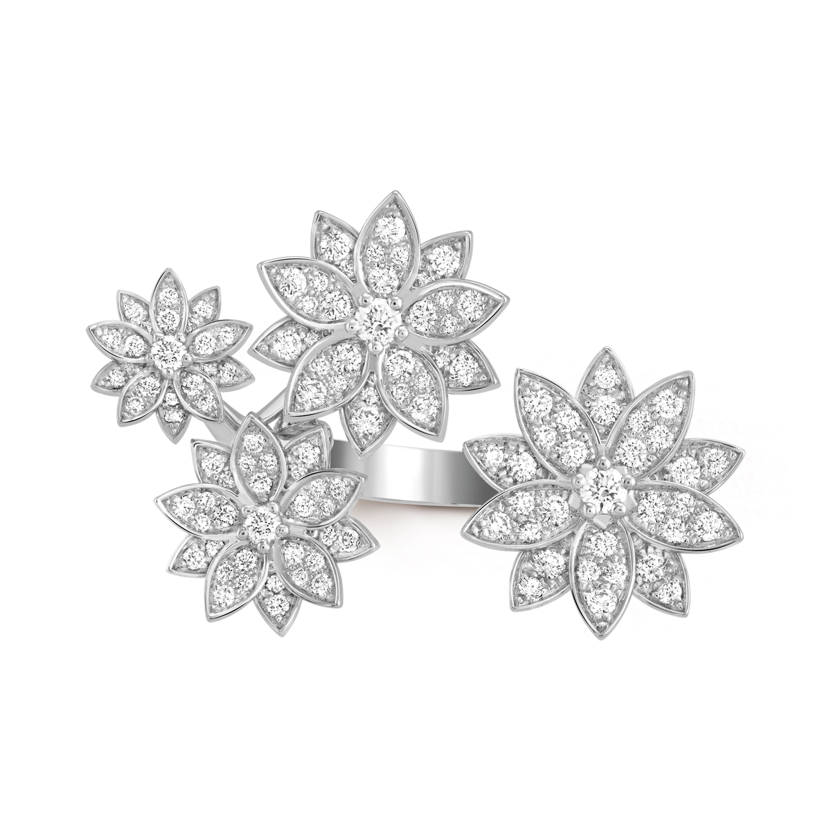 18K Van Cleef & Arpels Lotus Between the Finger 4 Flowers Ring