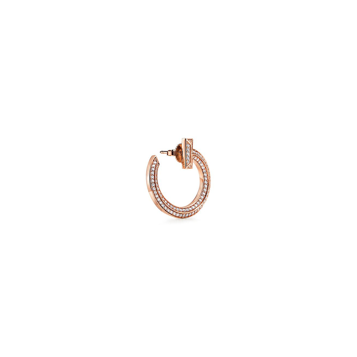 18K Tiffany & Co. T1 Open Hoop Rose Gold Earrings