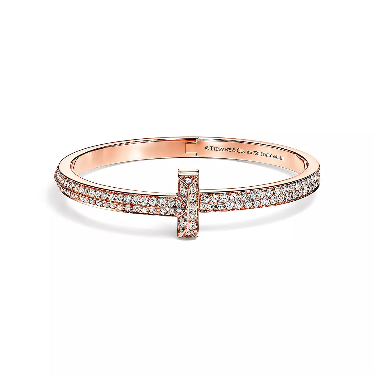 18K Tiffany & Co. T1 Wide Diamond Hinged Bangle Bracelet