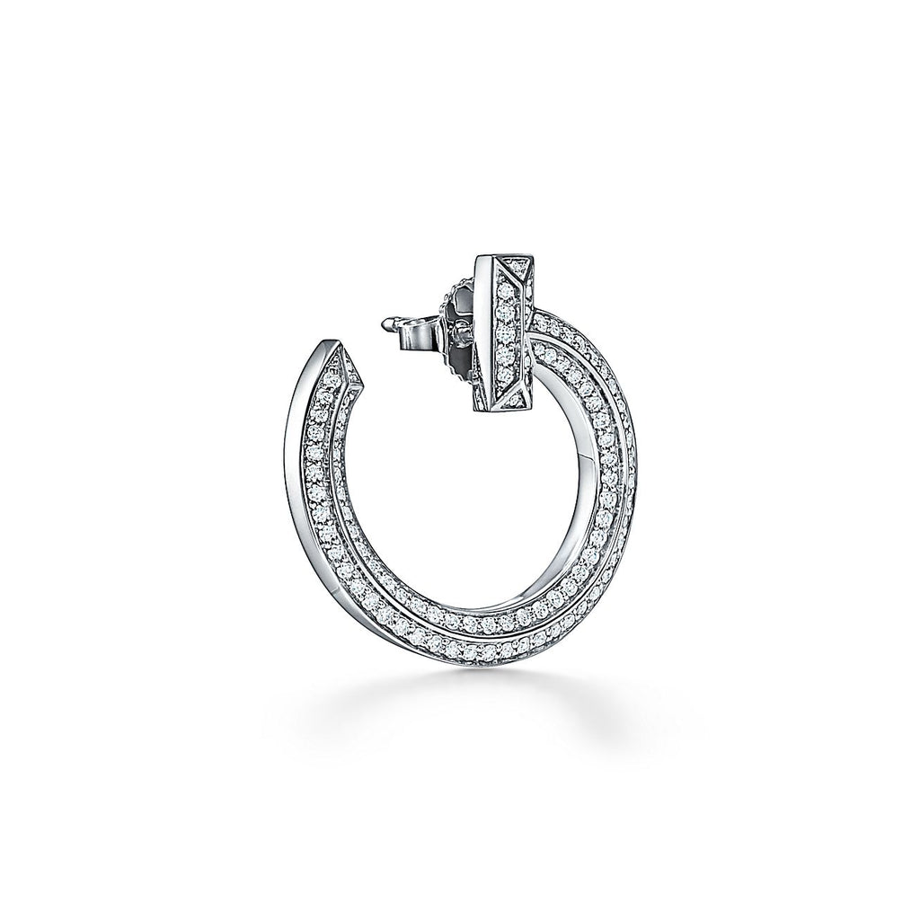 18K Tiffany & Co. T1 Open Hoop White Gold Earrings