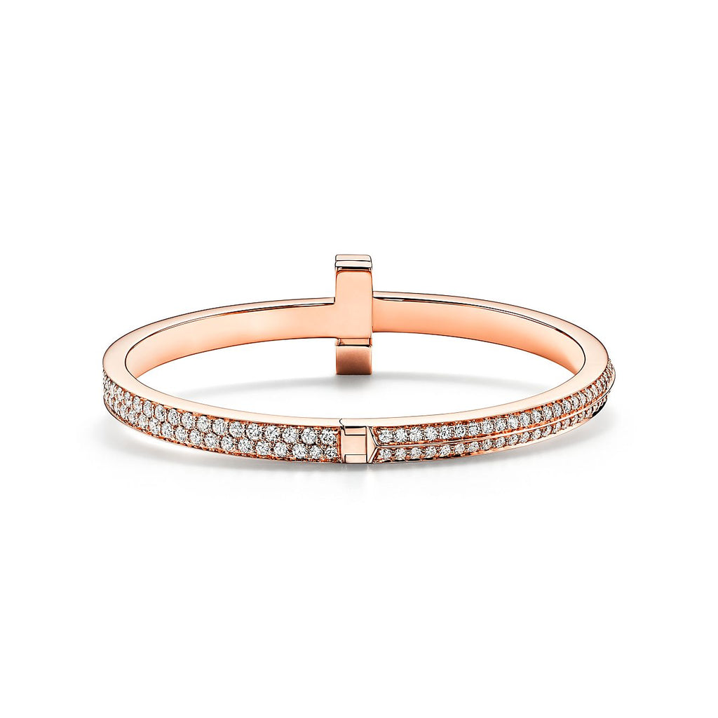 18K Tiffany & Co. T1 Wide Diamond Hinged Bangle Bracelet