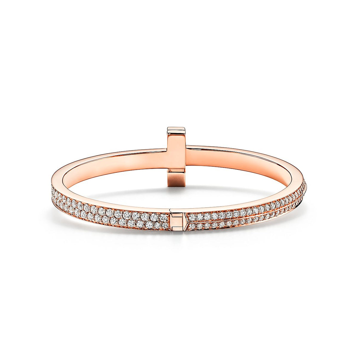 18K Tiffany & Co. T1 Wide Diamond Hinged Bangle Bracelet