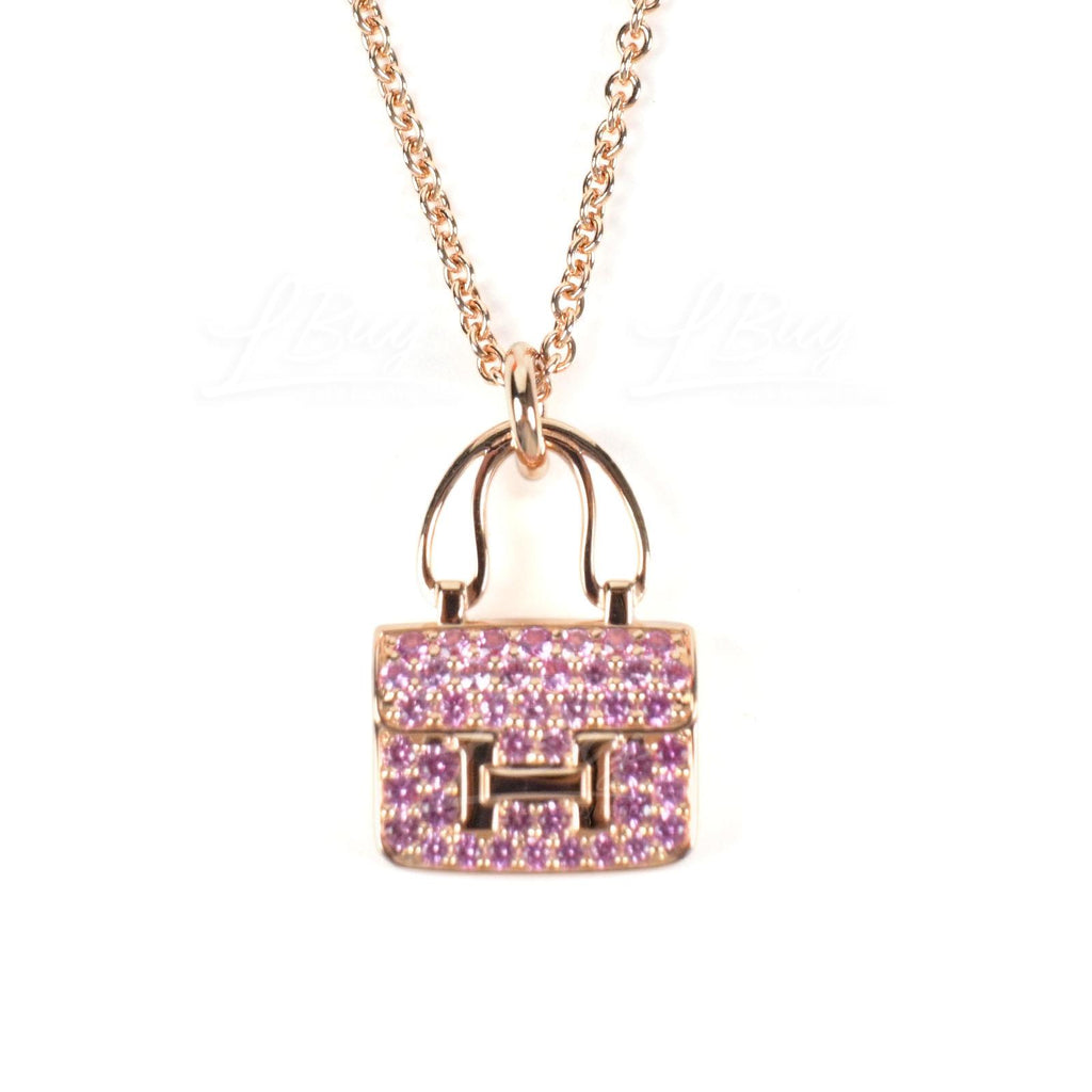 18K Hermès Amulettes Constance Pink Diamonds Pendant Necklace