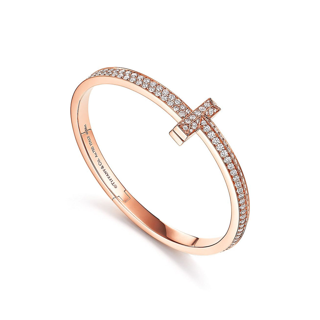 18K Tiffany & Co. T1 Wide Diamond Hinged Bangle Bracelet