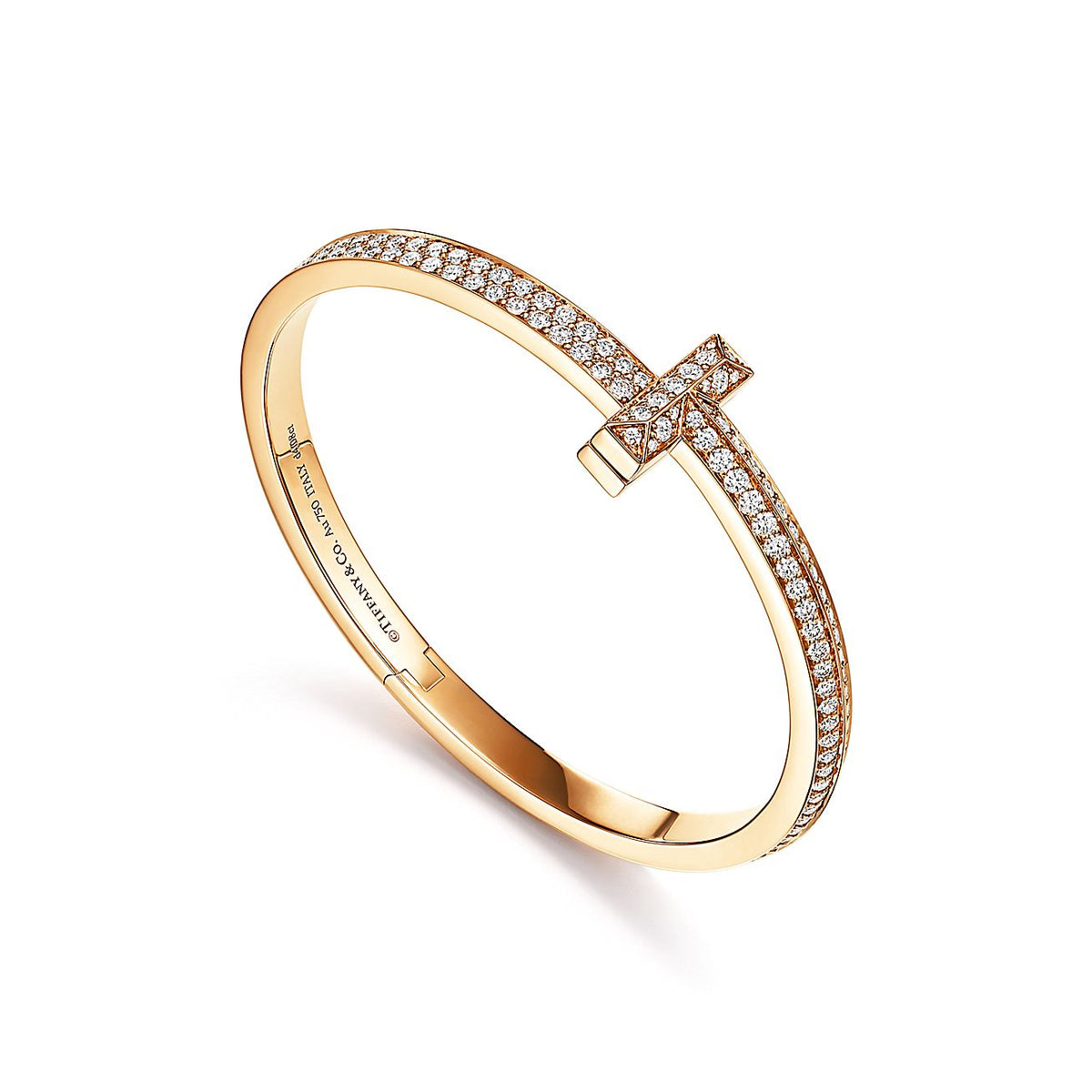 18K Tiffany & Co. T1 Wide Diamond Hinged Bangle Bracelet