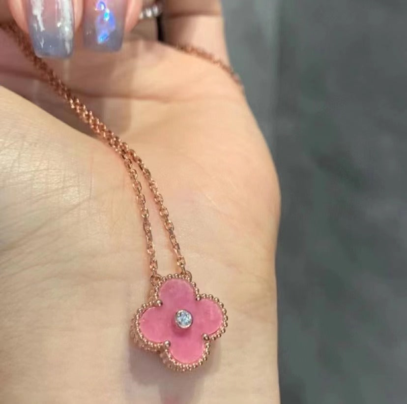 Van Cleef & Arpels Pink Diamond Clover Necklace