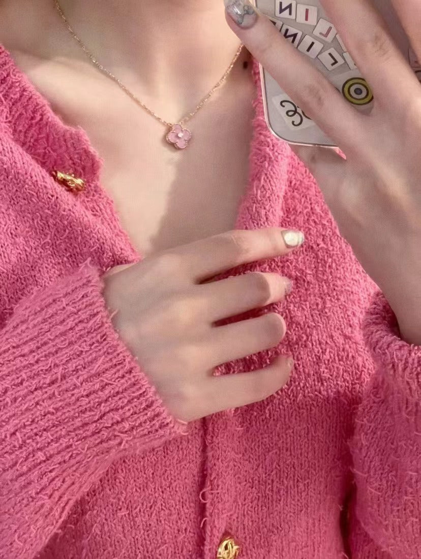Van Cleef & Arpels Pink Diamond Clover Necklace
