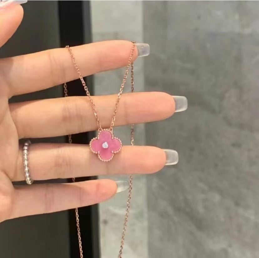 Van Cleef & Arpels Pink Diamond Clover Necklace