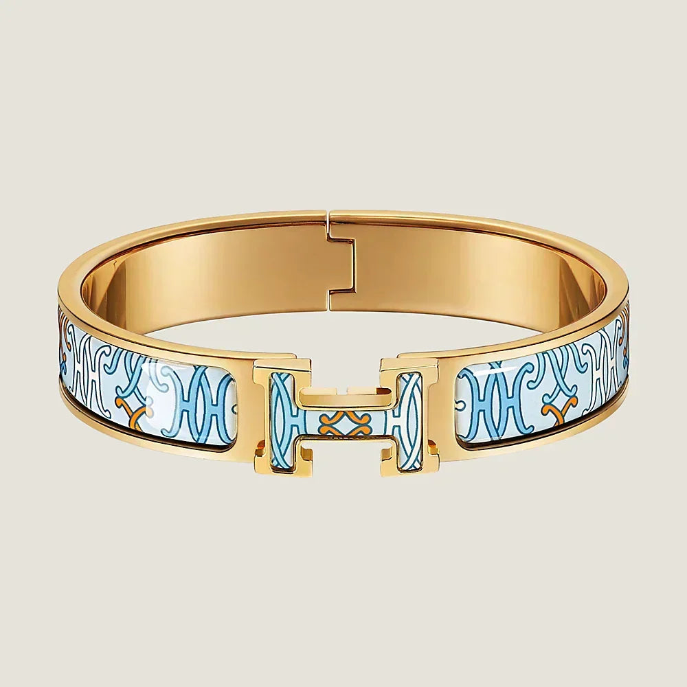 18K Clic Hermès H Lift Blue Bracelet
