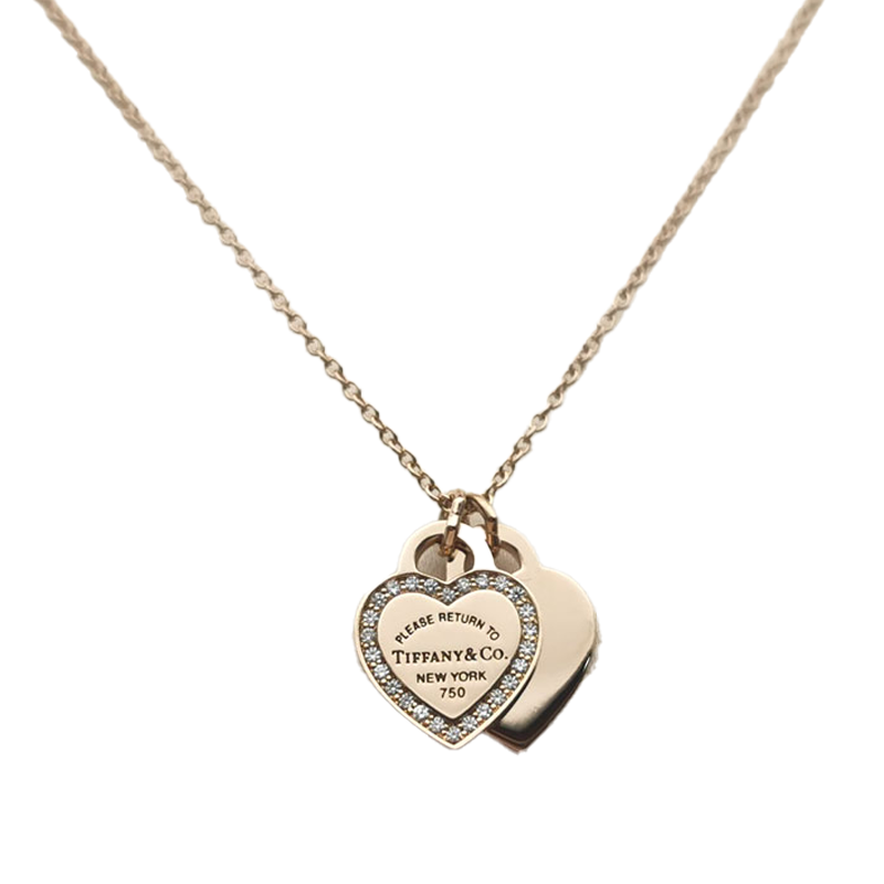 18K Tiffany & Co. Red Double Heart Diamond Necklaces
