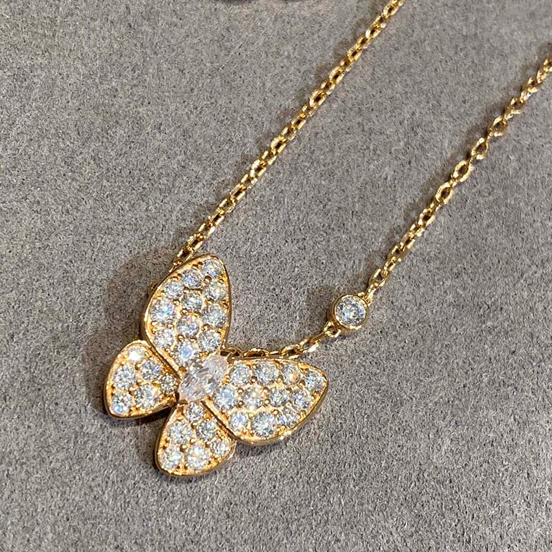 18K Van Cleef & Arpels Two Butterfly Necklace