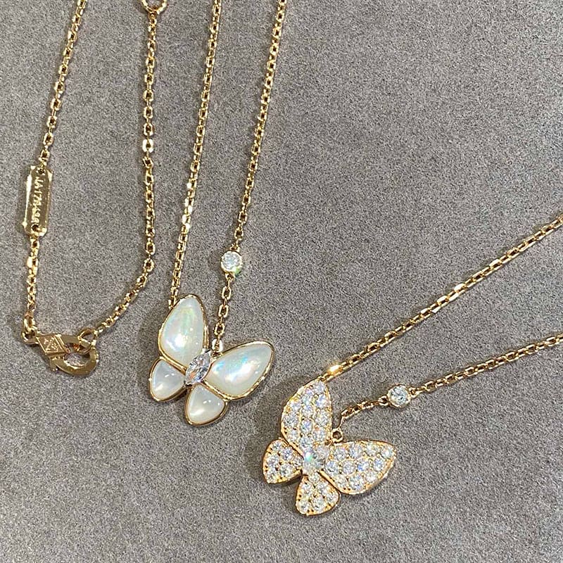 18K Van Cleef & Arpels Two Butterfly Necklace