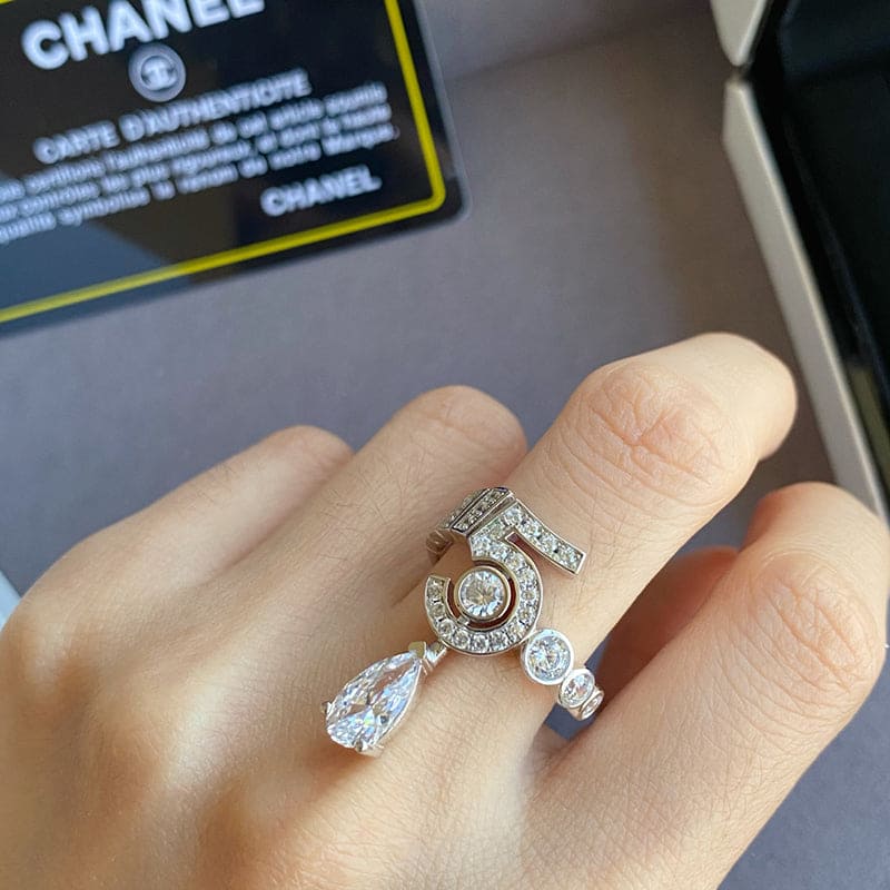 18K Chanel Diamond No.5 Drop Ring