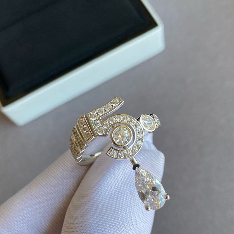 18K Chanel Diamond No.5 Drop Ring