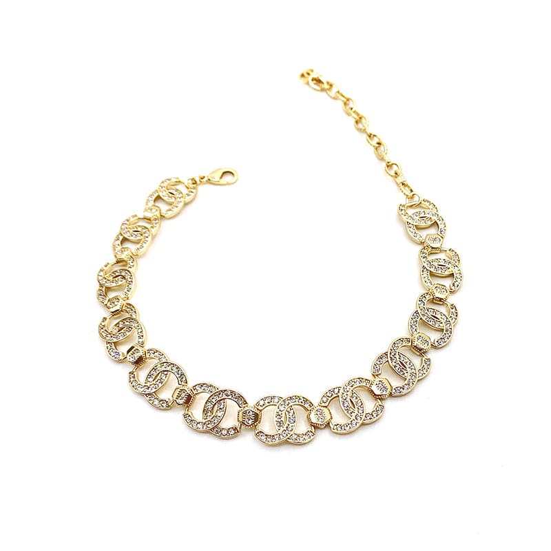 18K Rhinestone 2021 Chanel Interlocking Choker Necklace