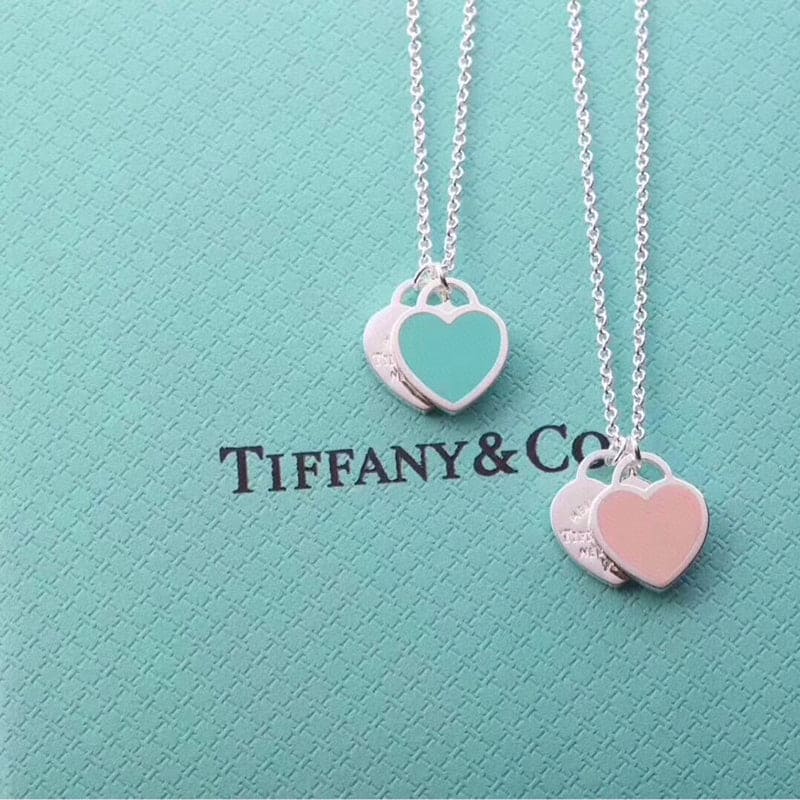 Tiffany & Co. Pink Double Heart Necklaces