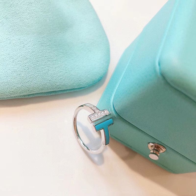 18K Tiffany & Co. Diamond & Turquoise Wire Ring