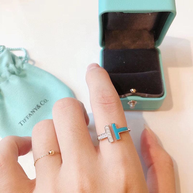 18K Tiffany & Co. Diamond & Turquoise Wire Ring