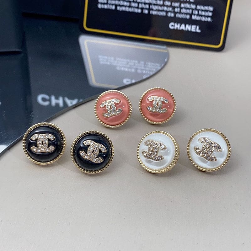 18K Chanel Pearl Crystal Stud Earrings