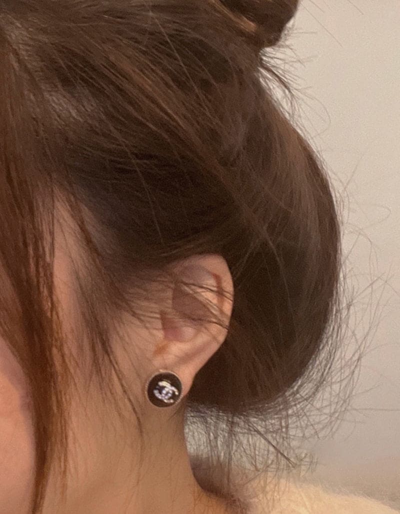 18K Chanel Pearl Crystal Stud Earrings