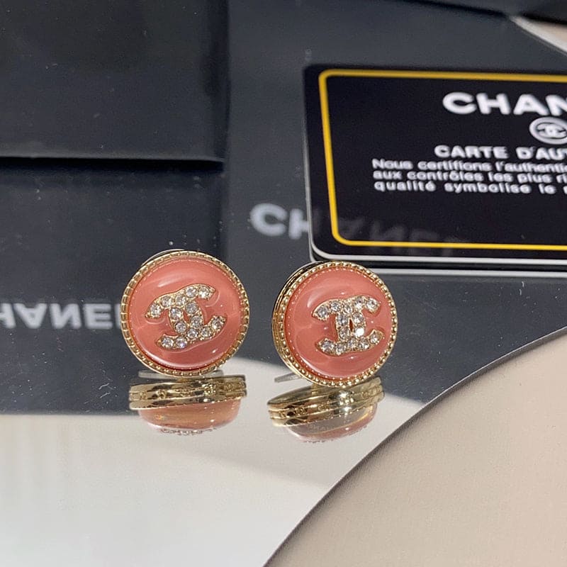 18K Chanel Pearl Crystal Stud Earrings