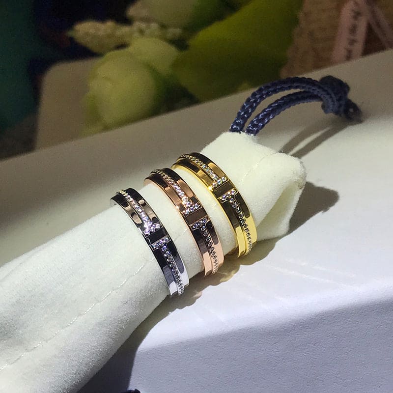 18K Yellow Gold Tiffany & Co. Narrow Diamond Ring