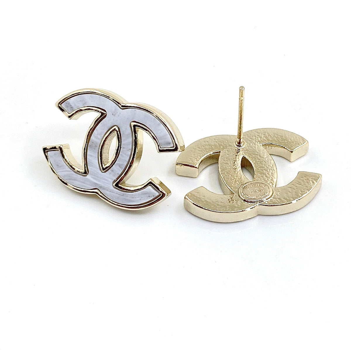 18K Chanel Marble Earrings