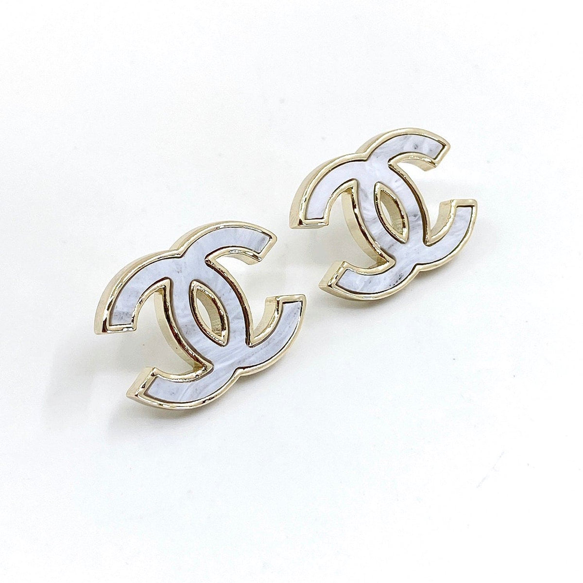 18K Chanel Marble Earrings