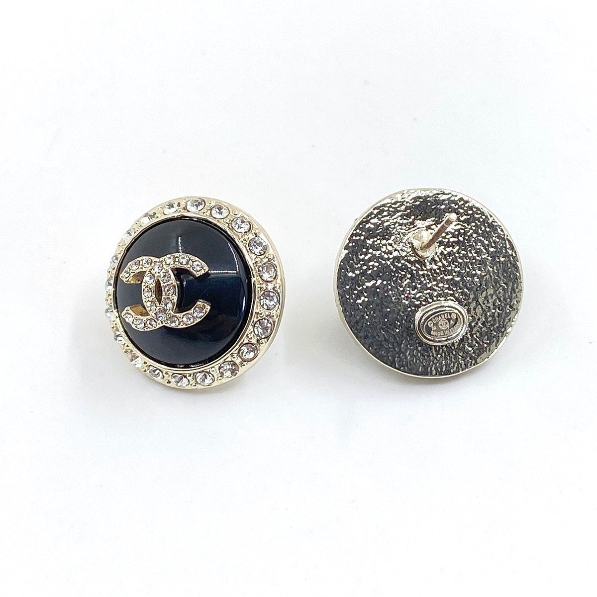 18K Chanel Black Crystal Earrings